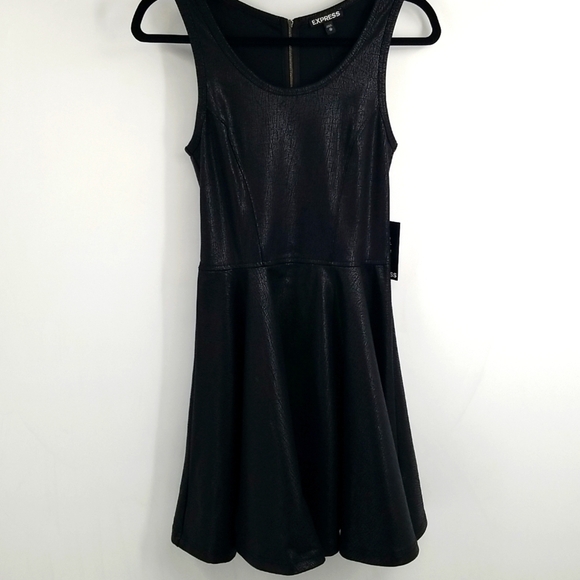 Express Faux Leather-Look Metallic & Flare Dress - Picture 10 of 11
